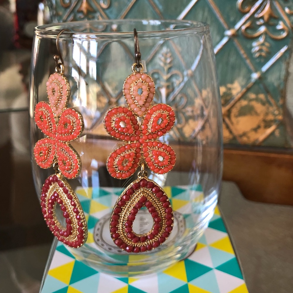 Stella and Dot Capri Coral Chandelier Earrings